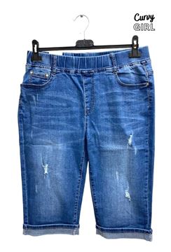 Picture of PLUS SIZE RIPPED PULL UP  BERMUDA SHORTS